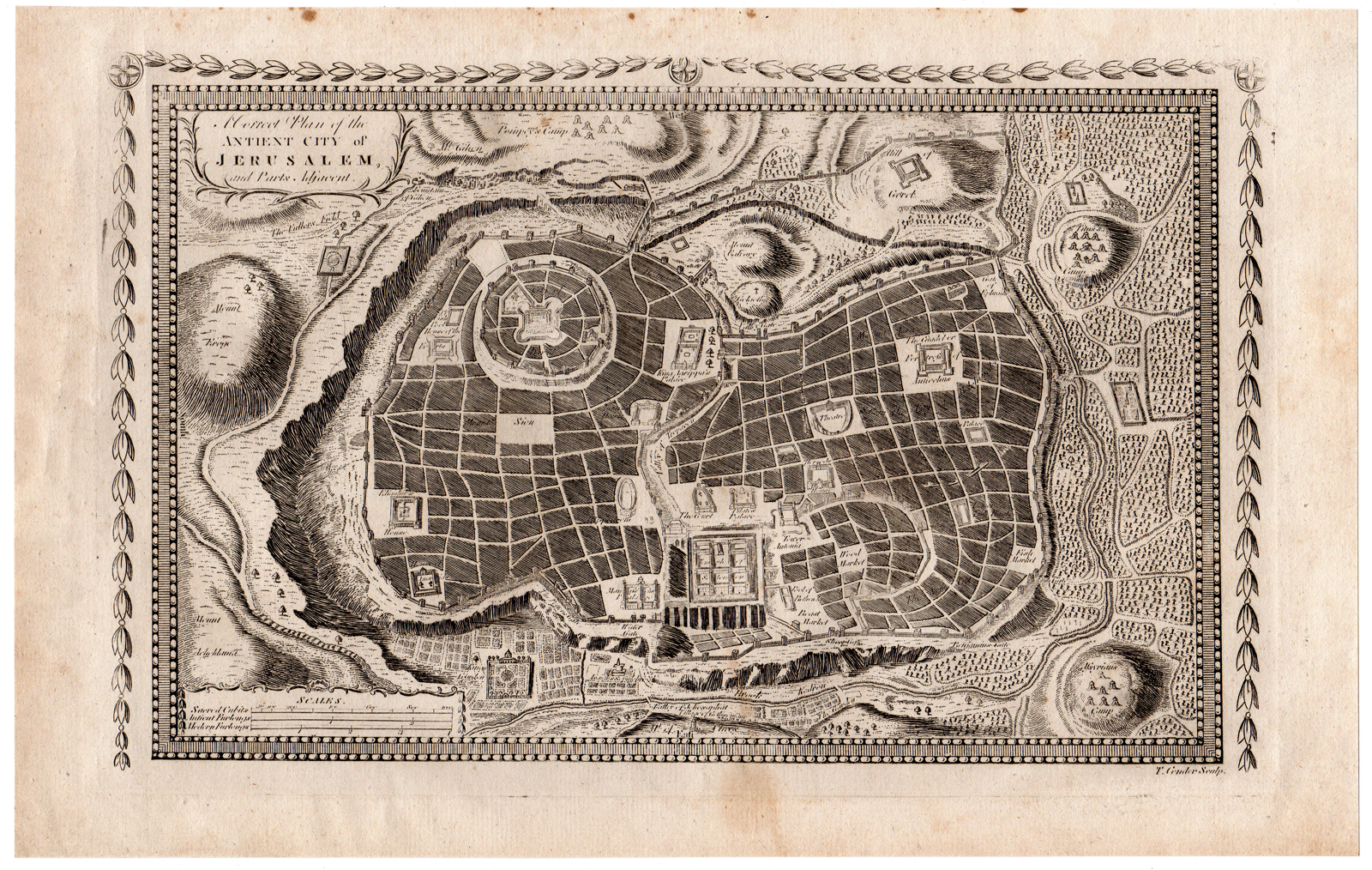 , Antique Print-PLAN JERUSALEM-T. Conder-Priestley-1791, Pictura Antique Prints