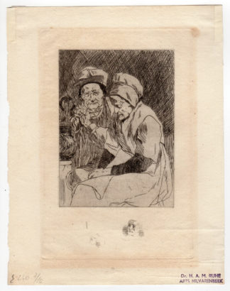 Antique Print-UNCLE-AUNT-ELDERLY COUPLE-Rops-1875