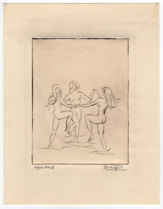 Antique Print-NUDE-WOMEN-DANCING-ROUND-Van Luyn-1955