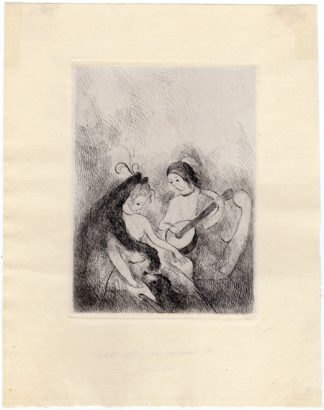 Antique Print-WOMEN-MANDOLIN-MUSIC-DOG-PET-Laurencin-c. 1930