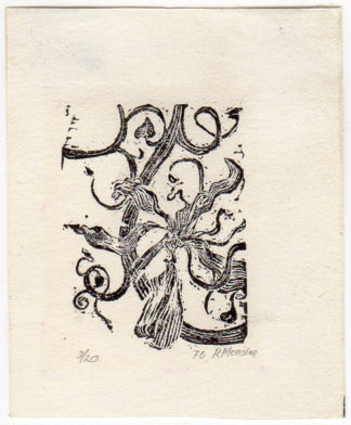 Antique Print-FLOWER-LEAF-VINE-MINIATURE-Monster-1976