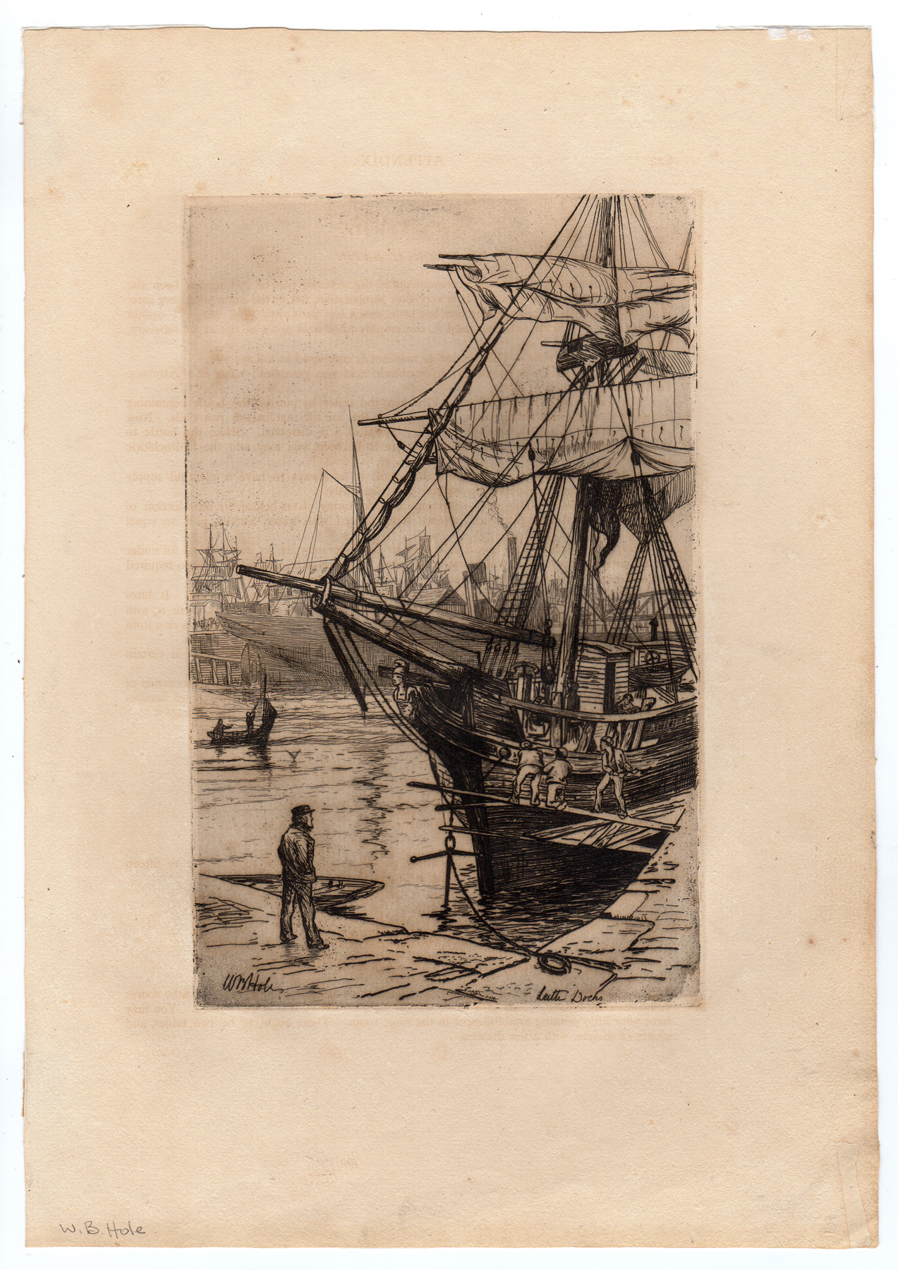 , Antique Print-LEITH DOCKS-HARBOUR-SAILING SHIP-Hole-1880, Pictura Antique Prints