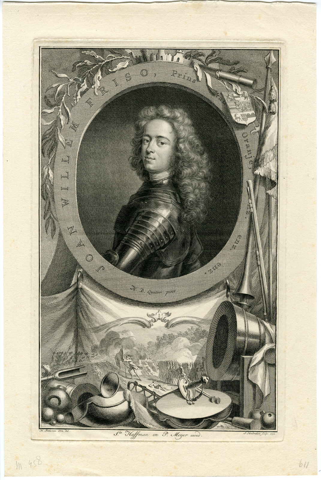 , Antique Master Print-PORTRAIT-JOHAN WILLEM FRISO-PRINCE OF ORANJE-Pothoven-Houbraken-c. 1752, Pictura Antique Prints