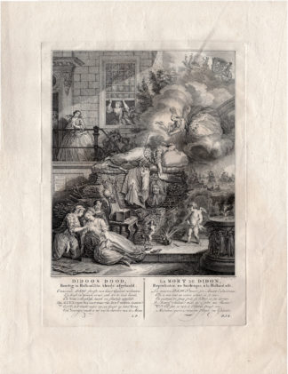 Antique Print-DEATH OF DIDO-ALLEGORY-PUTTI-URINATING-Troost-Fokke-c.1760