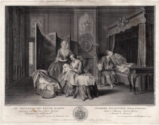 Antique Print-NURSERY-18TH CENTURY-BABY-MIDWIFE-Troost-Tanje-c.1760