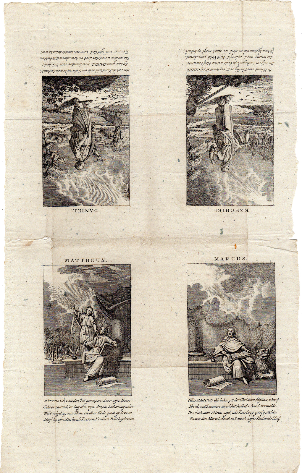 , Antique Print-BIBLE-MATTHEW-MARK-EZEKIEL-DANIEL-UNCUT SHEET-Anonymous-c.1750, Pictura Antique Prints