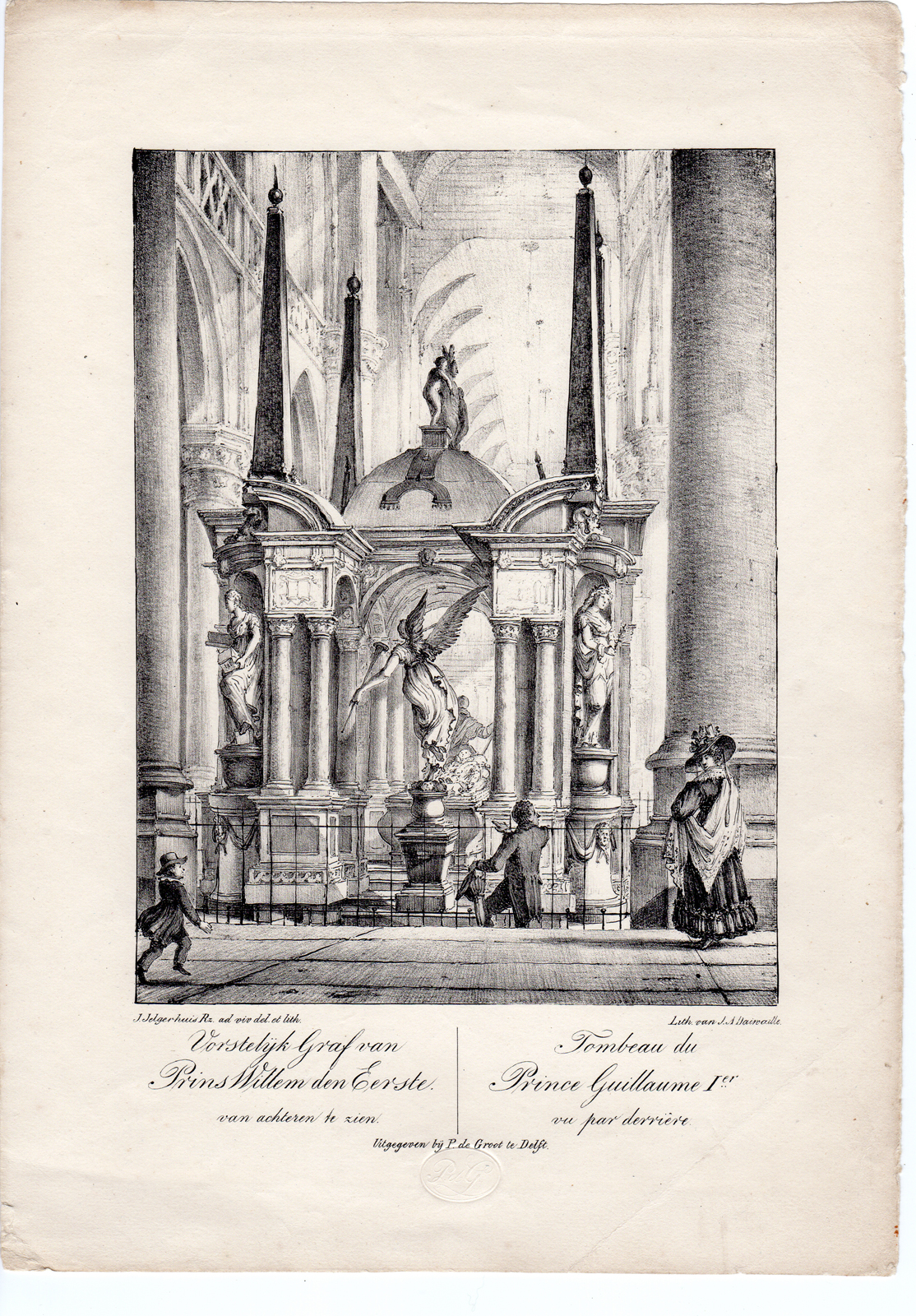 , 7 Antique Prints-TOMBE-DELFT-DE GROOT-HEIN-TROMP-Daiwaille-Jelgerhuis-1829, Pictura Antique Prints