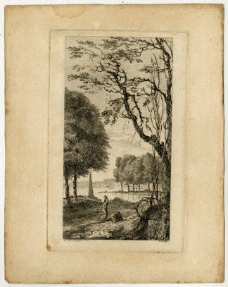 Antique Print-LANDSCAPE-LAKE-WOMAN-Roosing after van Nijmegen-ca. 1780