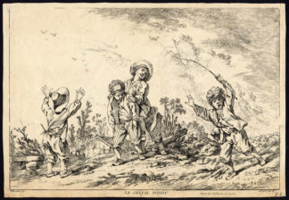 Antique Master Print-LE CHEVAL FONDU-PLAYING-GAMES-Huquier-Francois Boucher-1765