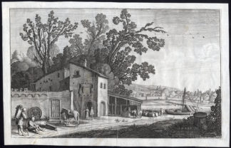Antique Master Print-INN-RIVER-BOAT-Jan van de Velde-ca. 1630