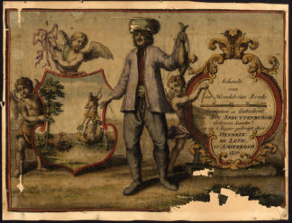Rare Antique Print-CARTOUCHE ATLAS-FISHERMEN-ON SILK-de Leth-1730