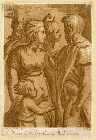 Antique Master Print-PORTRAIT-MEN-WOMEN-CHILD-Pond-Parmigiano-1734