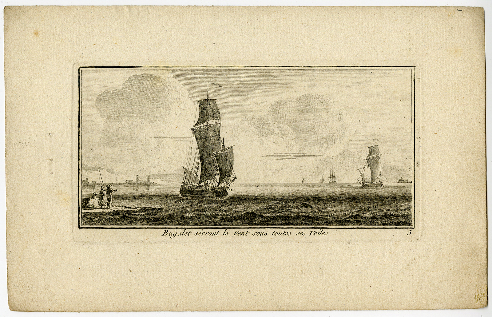 , 6 Antique Prints-COASTAL VIEWS-MARINE-BOAT-SHIP-BREST-Ozanne-1780, Pictura Antique Prints