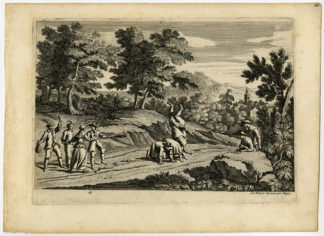 Rare Proof- Antique Print-LANDSCAPE-PEOPLE DRINK-GAME-Blond-Le Pautre-ca. 1660