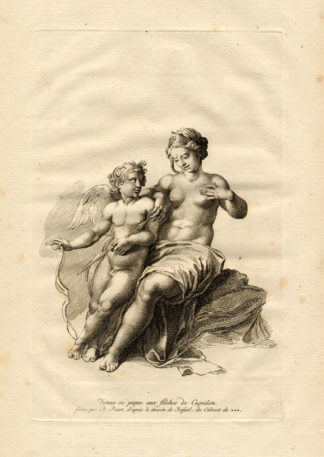 Antique Mythology Print-VENUS-CUPID-AMOR-Picart-1734