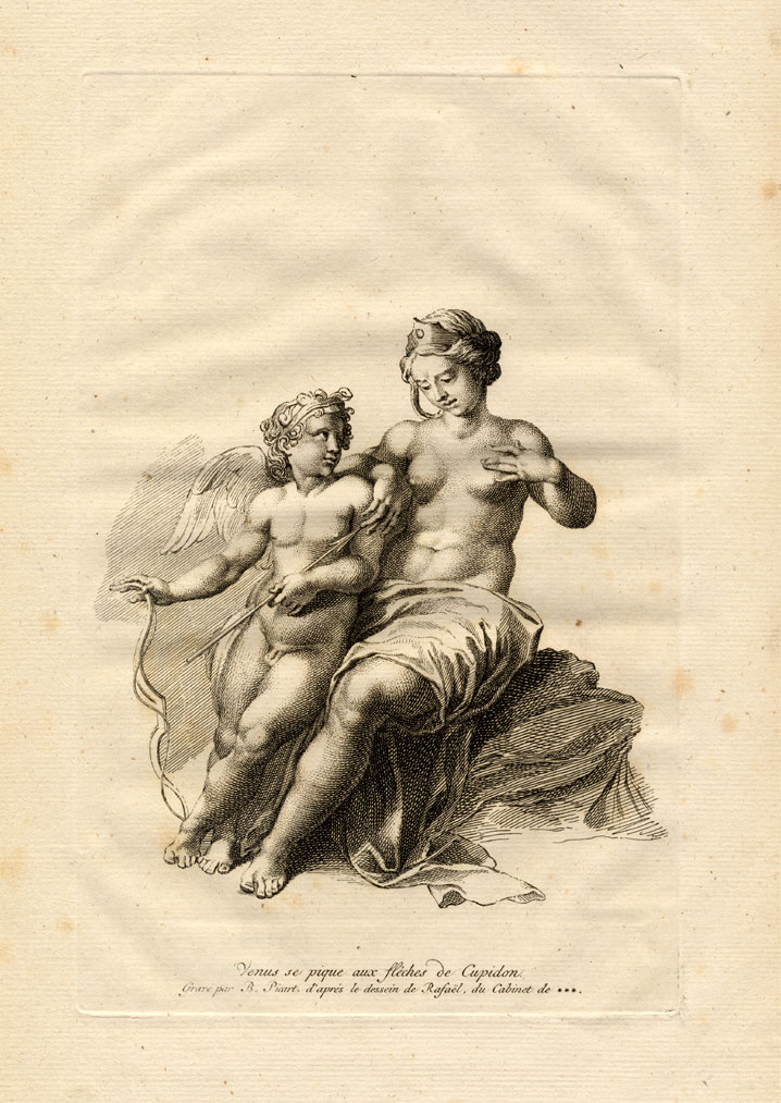 , Antique Mythology Print-VENUS-CUPID-AMOR-Picart-1734, Pictura Antique Prints