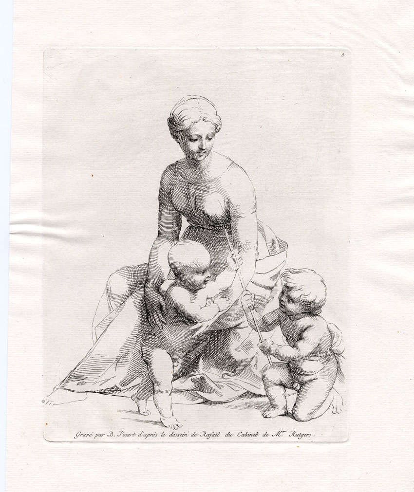 Ebm0007 2 416x495 Antique Religious Print-HOLY FAMILY-Raphael-Picart-1734