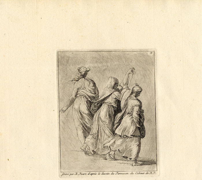 , Antique Mythology Print-THREE WOMAN-Picart-1734, Pictura Antique Prints