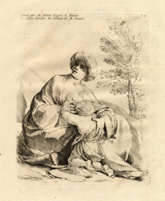 Antique Religious Print-AGAR AND ISMAEL-Picart-1734