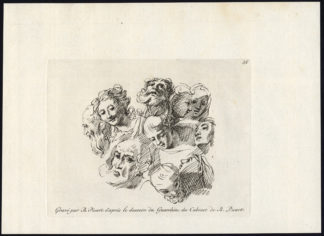Antique Mythology Print-HEADS-Guercino-Picart-1734