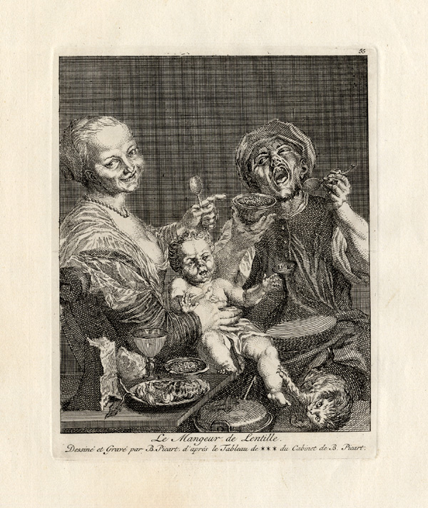 , Antique Print-LENTIL EATERS-Picart-1734, Pictura Antique Prints