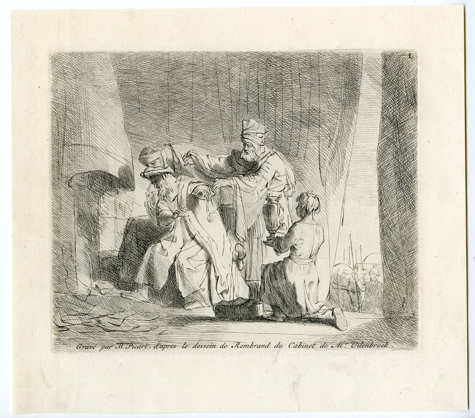 Pco 11873 416x366 Antique Print-MARCUS CURIUS-REMBRANDT-Picart-1734