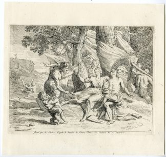 Antique Mythology Print-FAUN-HERCULES-Testa-Picart-1734