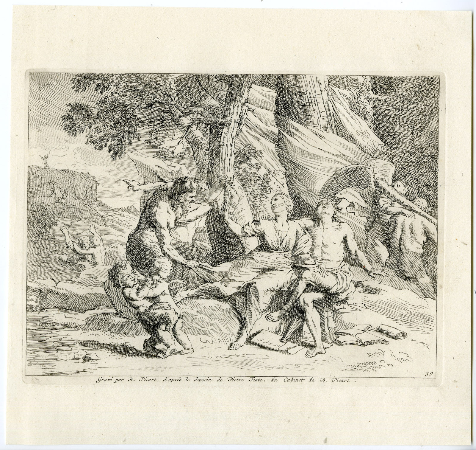 , Antique Mythology Print-FAUN-HERCULES-Testa-Picart-1734, Pictura Antique Prints