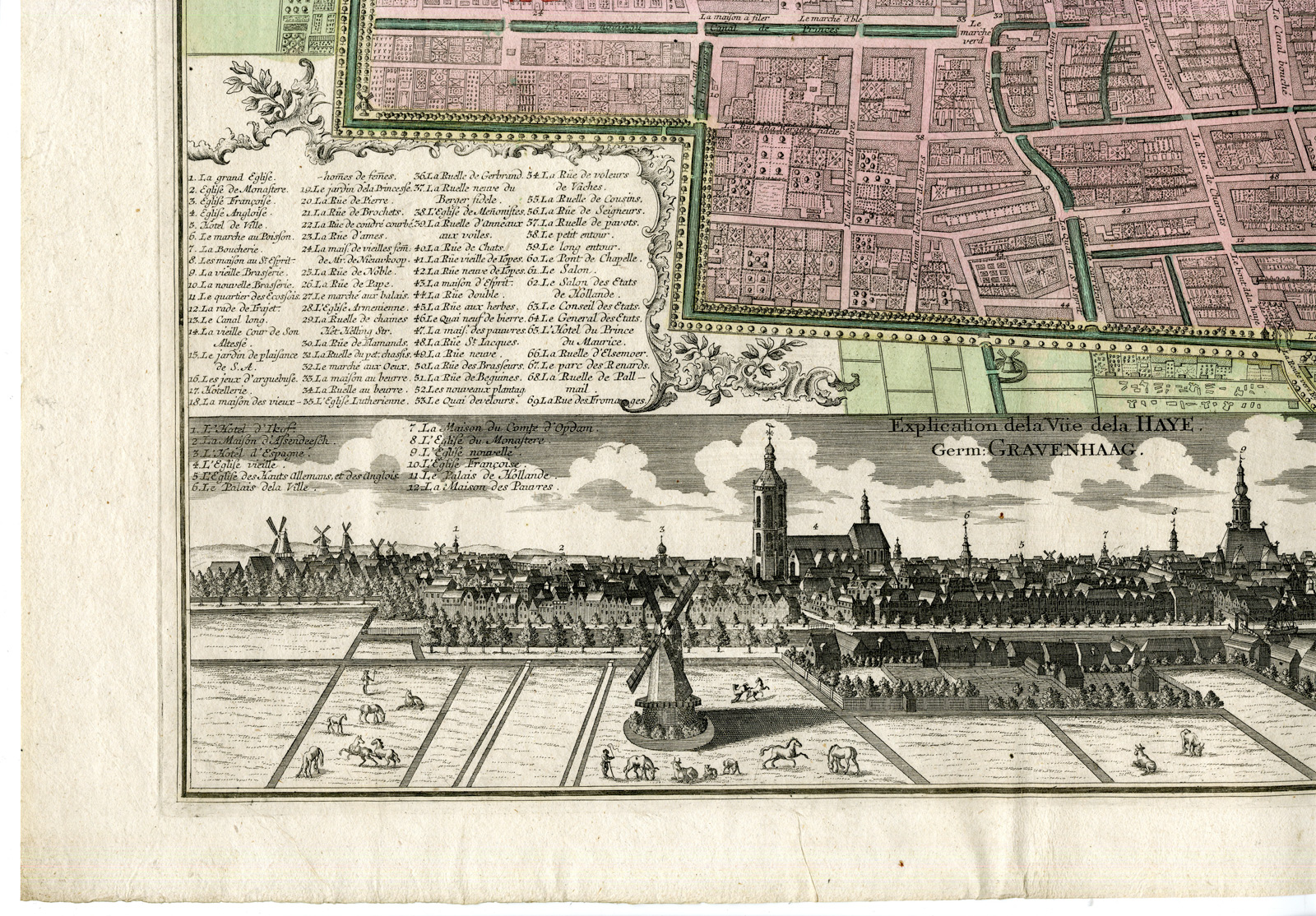 , Antique Map-Plan-THE HAGUE-‘S GRAVENHAGE-DEN HAAG-Tobias Conrad Lotter-c.1760, Pictura Antique Prints