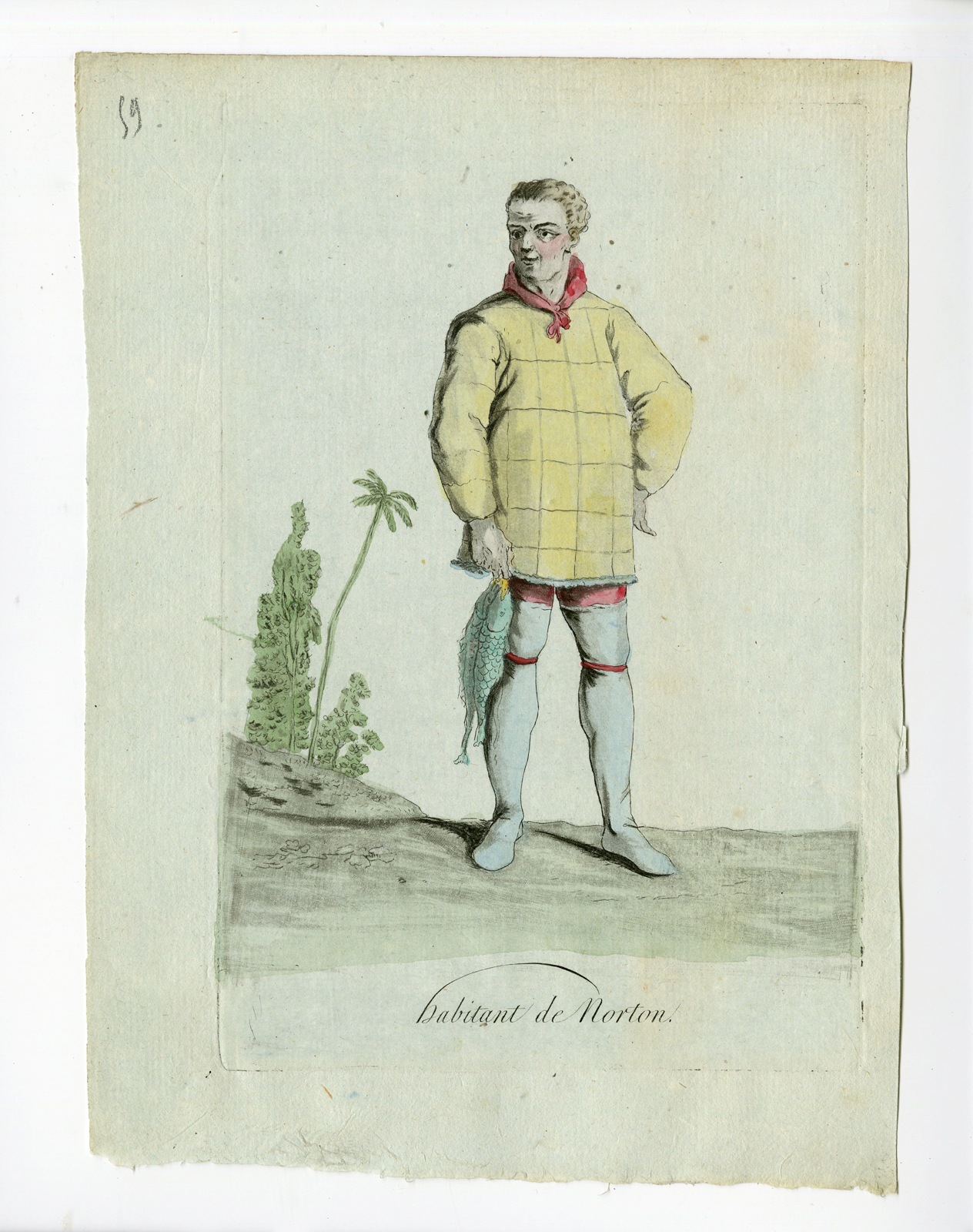 , 2 Antique Prints-WOMAN-MAN-RESIDENT-NORTON-COSTUME-Desrais-Grasset-Mixelle-1784, Pictura Antique Prints