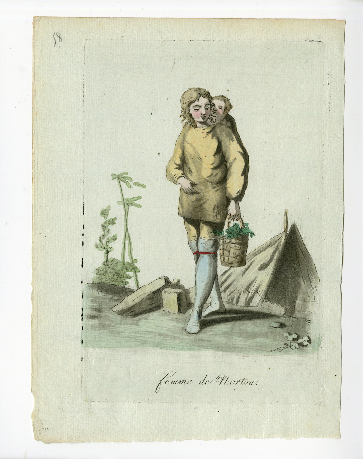 , 2 Antique Prints-WOMAN-MAN-RESIDENT-NORTON-COSTUME-Desrais-Grasset-Mixelle-1784, Pictura Antique Prints