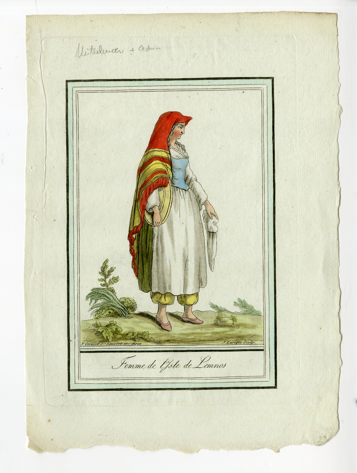 , Antique Print-WOMAN-ISLAND LEMNOS-GREECE-COSTUME-Grasset-Labrousse-c.1797, Pictura Antique Prints