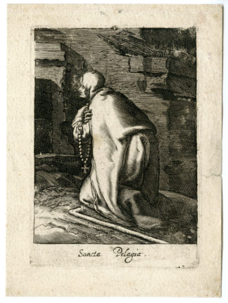 Rare Antique Print-SAINT PELAGIA OF ANTIOCHIA-after Bolswert-Bloemaert-17th.c.