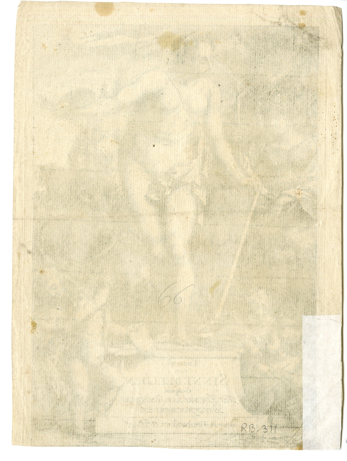 , Antique Print-TITLE PLATE-ALLEGORY OF PAINTING-MUSE-Houbraken-c.1688, Pictura Antique Prints
