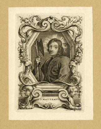 2 Antique Prints-SAINT MATTHEW-MATTHIAS-APOSTLES-Galle-c.1650-later ed.