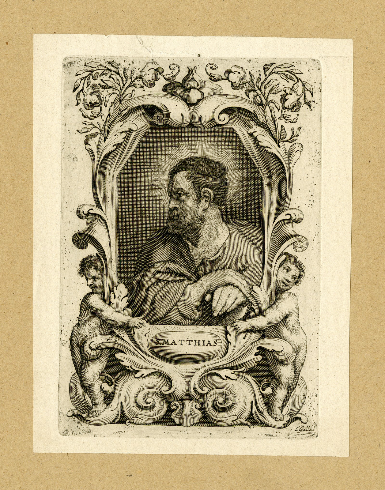 , 2 Antique Prints-SAINT MATTHEW-MATTHIAS-APOSTLES-Galle-c.1650-later ed., Pictura Antique Prints