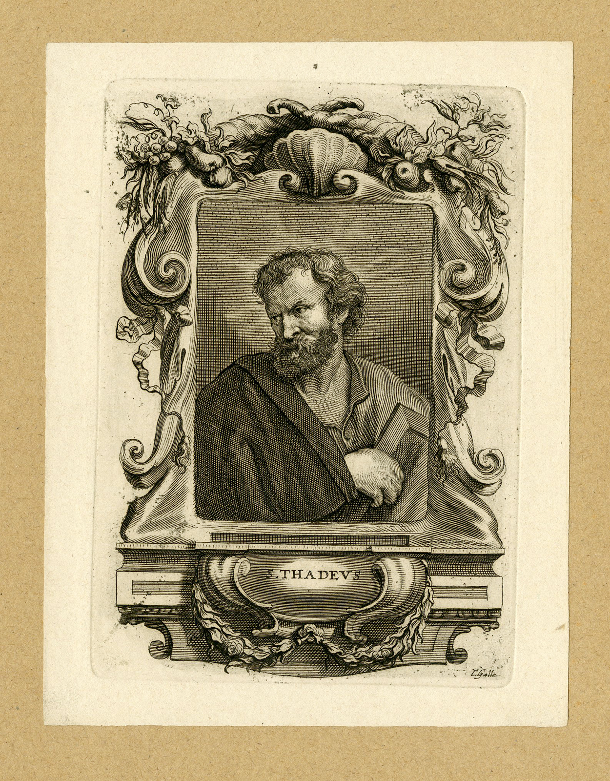 , Antique Print-SAINT THADEUS-APOSTLE-Galle-c.1650-later ed., Pictura Antique Prints