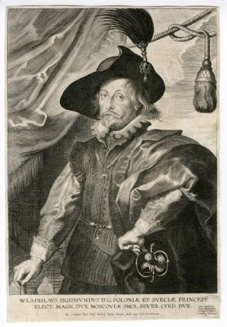 Rare Antique Engraving-PORTRAIT-WLADYSLAW IN-KING POLAND-Pontius after Rubens-1624