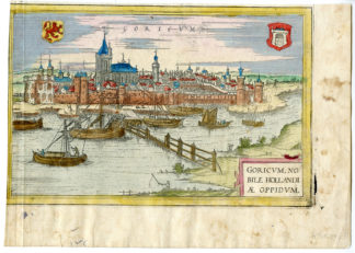Antique Print-GORINCHEM-GORKUM-PANORAMIC VIEW-Braun-Hogenberg-c.1572