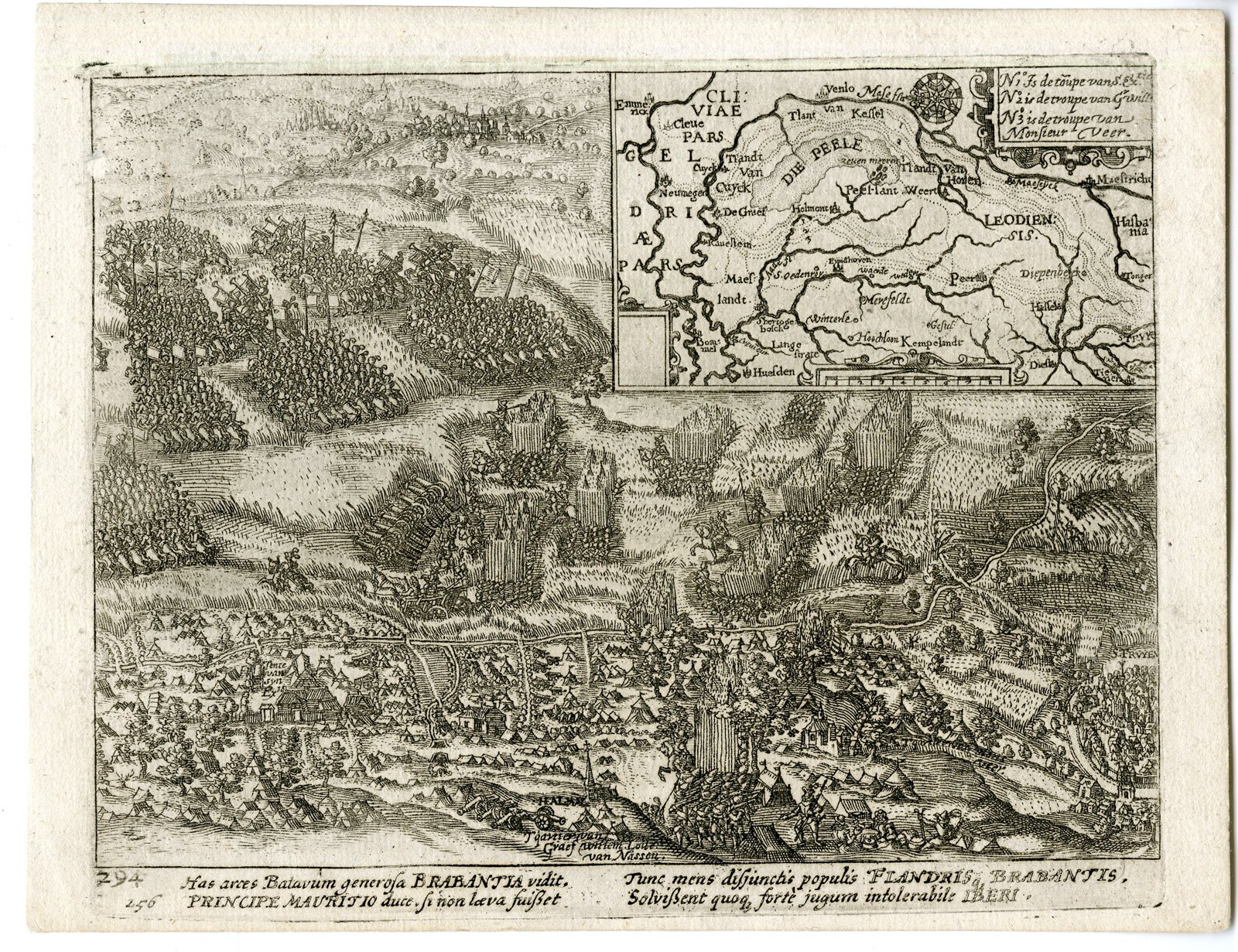 , Antique Print-1603 CAMPAIGN-MAURITS-EIGHTY YEAR WAR-Baudartius-Frisius-1616, Pictura Antique Prints