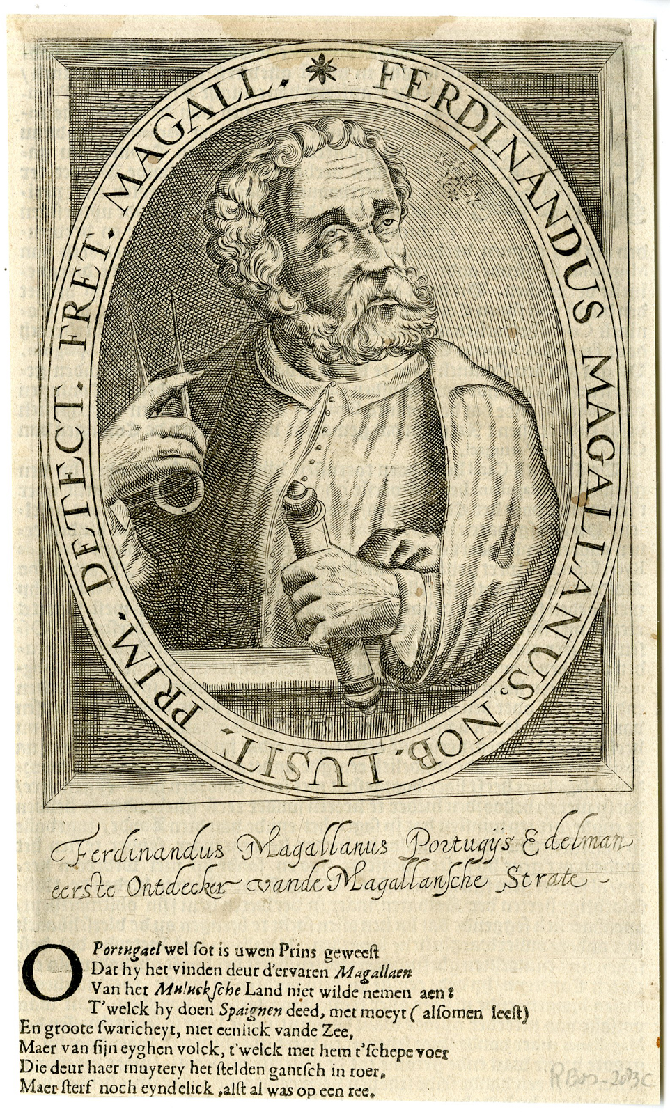, Antique Print-PORTRAIT FERDINAN MAGELLAN-N. de Clerck-1617, Pictura Antique Prints