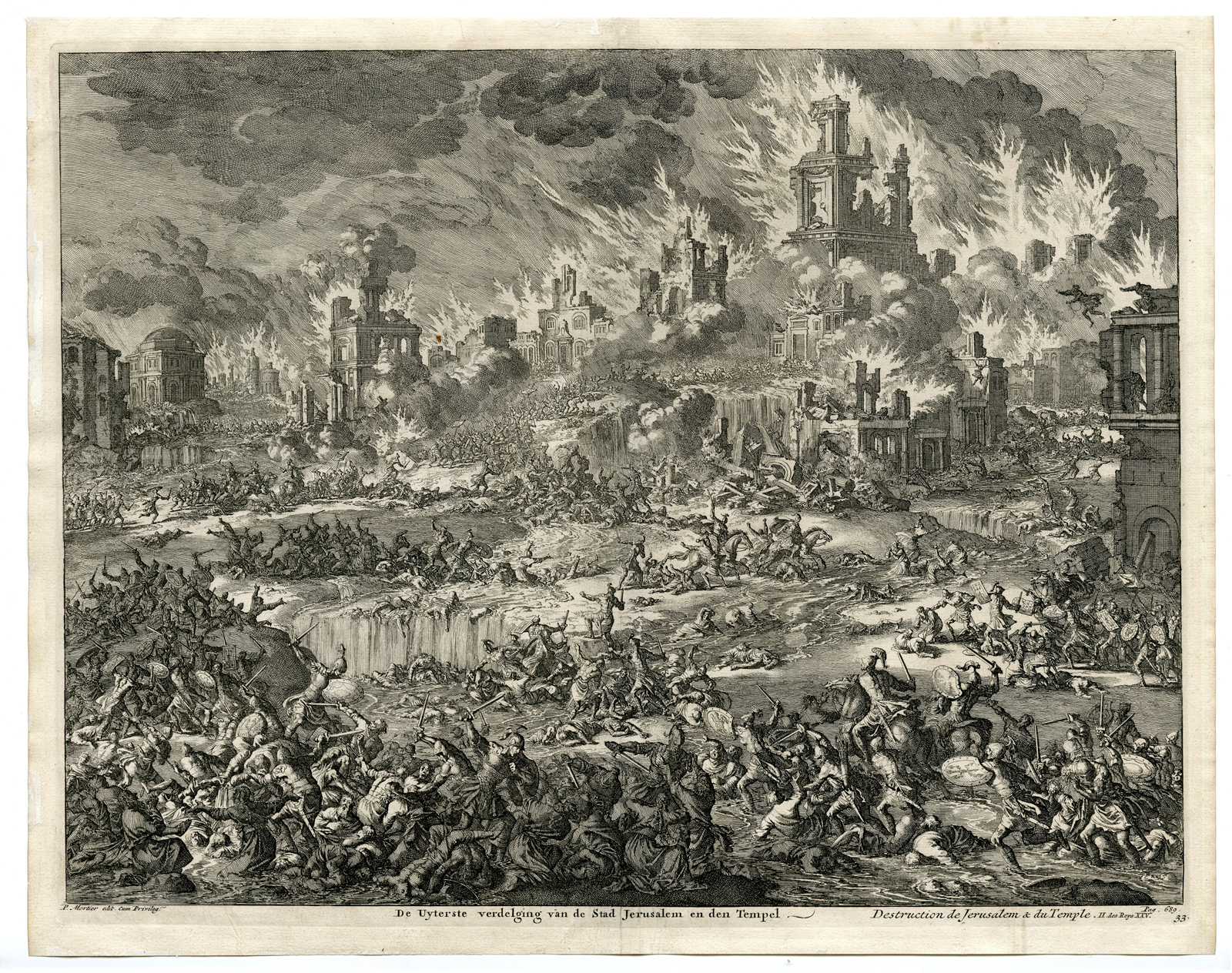 , Antique Print-DESTRUCTION JERUSALEM-TEMPLE-Luyken-c.1732, Pictura Antique Prints