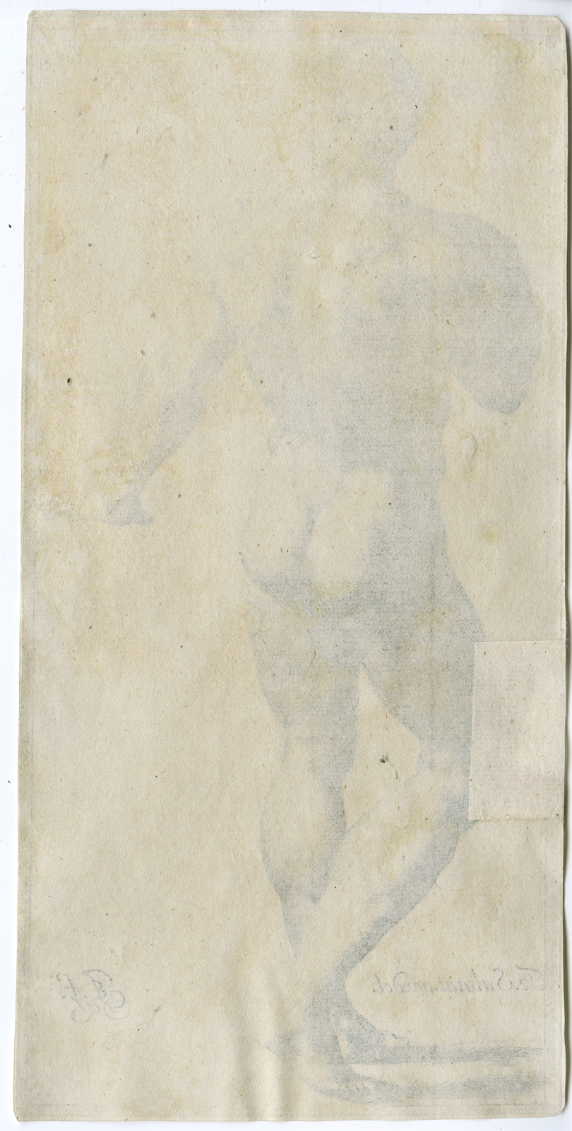 , Antique Master Print-MALE NUDE FIGURE-Salviati-Bisschop-c.1668, Pictura Antique Prints
