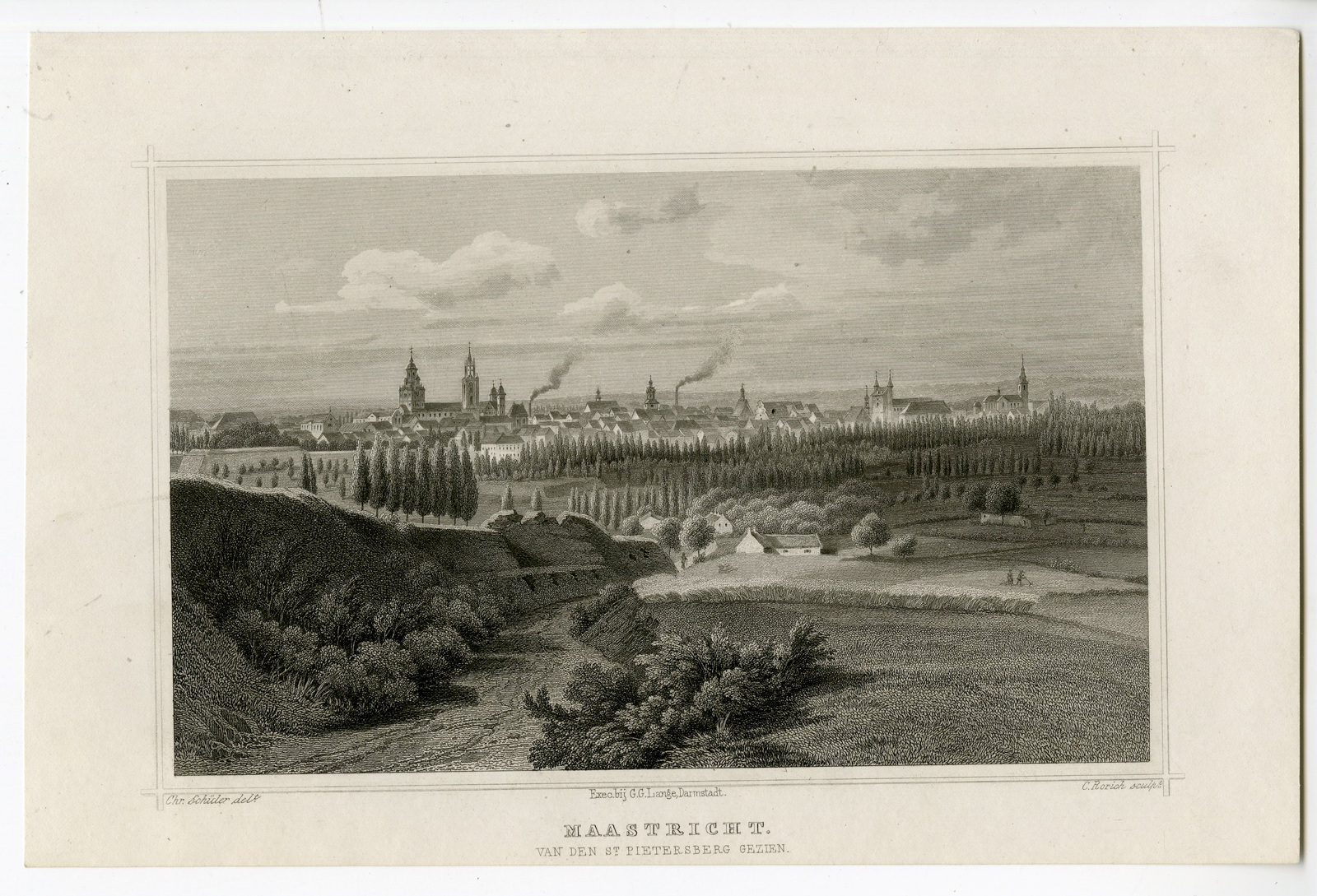 , Antique Print-MAASTRICHT PANORAMA-Rorich-Terwen-1863, Pictura Antique Prints