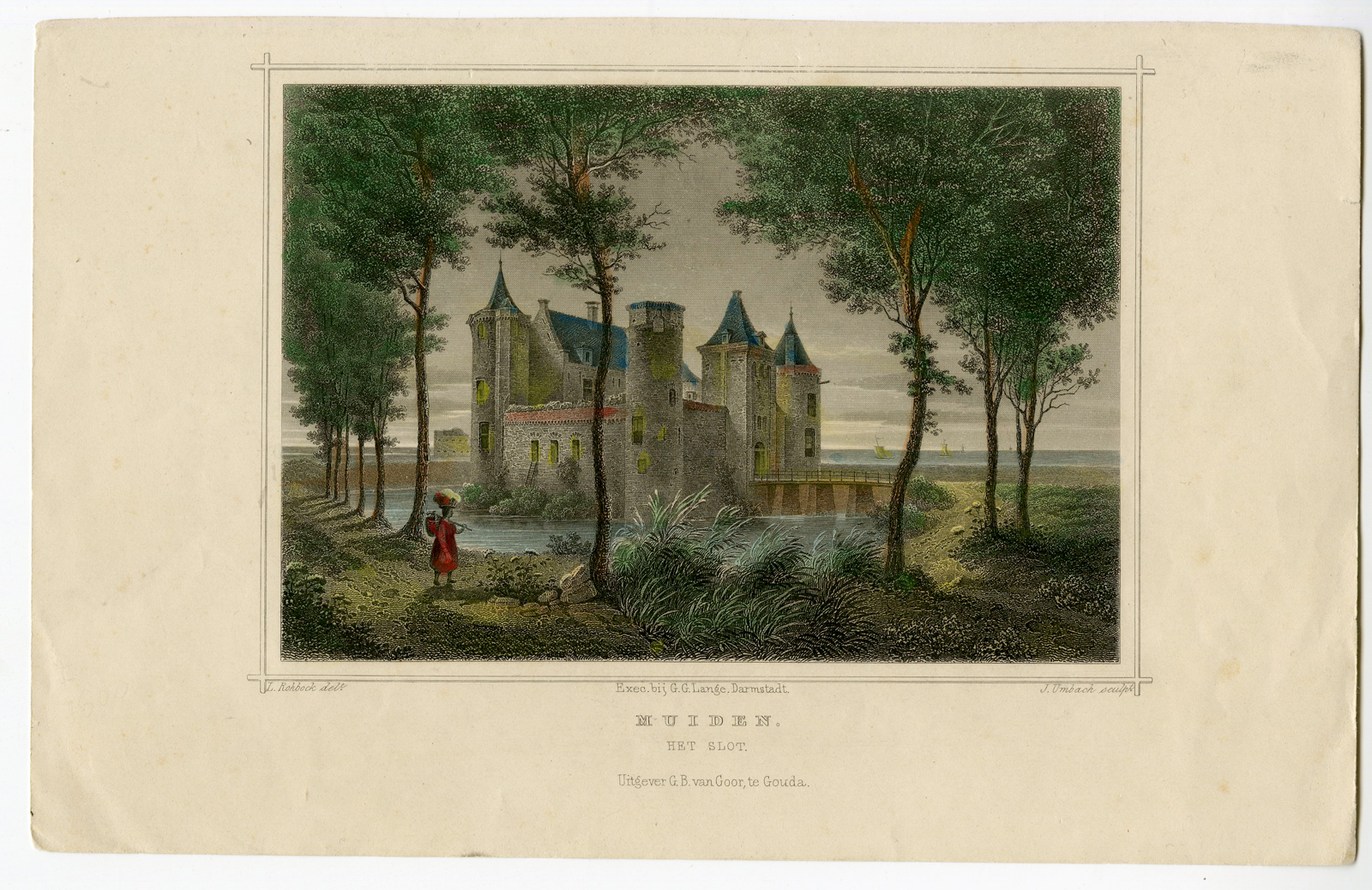 , Antique Print-CASTLE MUIDEN-MUIDERSLOT-Umbach-Terwen-1863, Pictura Antique Prints