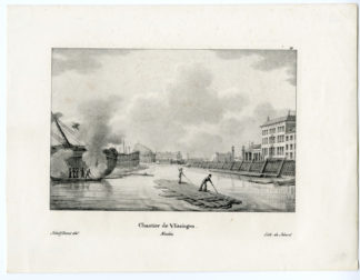 Antique Print-VLISSINGEN-DOCKS-SHIP REPAIR-NAVY-Schelfhout-Madou-1825