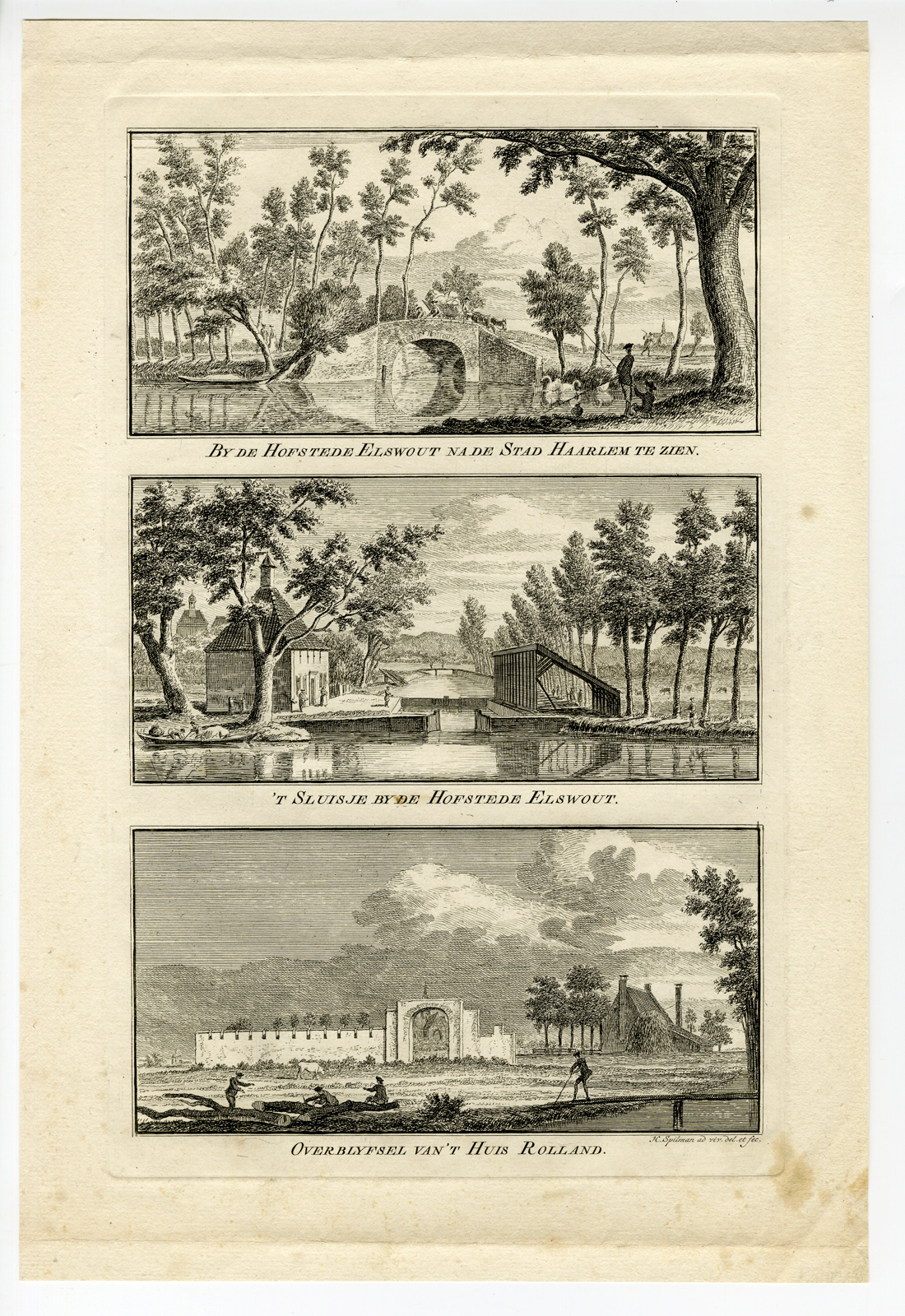 , Antique Print-ELSWOUD-SLUICE-ROLLAND-HAARLEM-Spilman-1761, Pictura Antique Prints