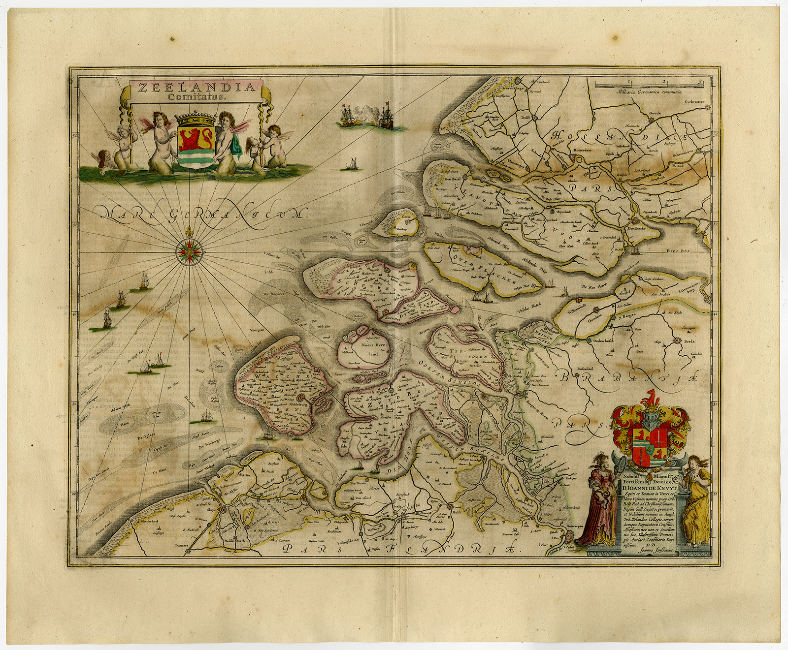 , Antique Print-ZEELAND-PROVINCE-NETHERLANDS-Janssonius-1647, Pictura Antique Prints