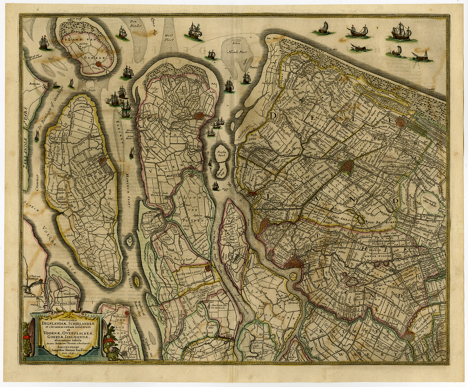 , Antique Print-GOEREE-BEIJERLAND-DELFT-ROTTERDAM-THE HAGUE-Janssonius-1647, Pictura Antique Prints