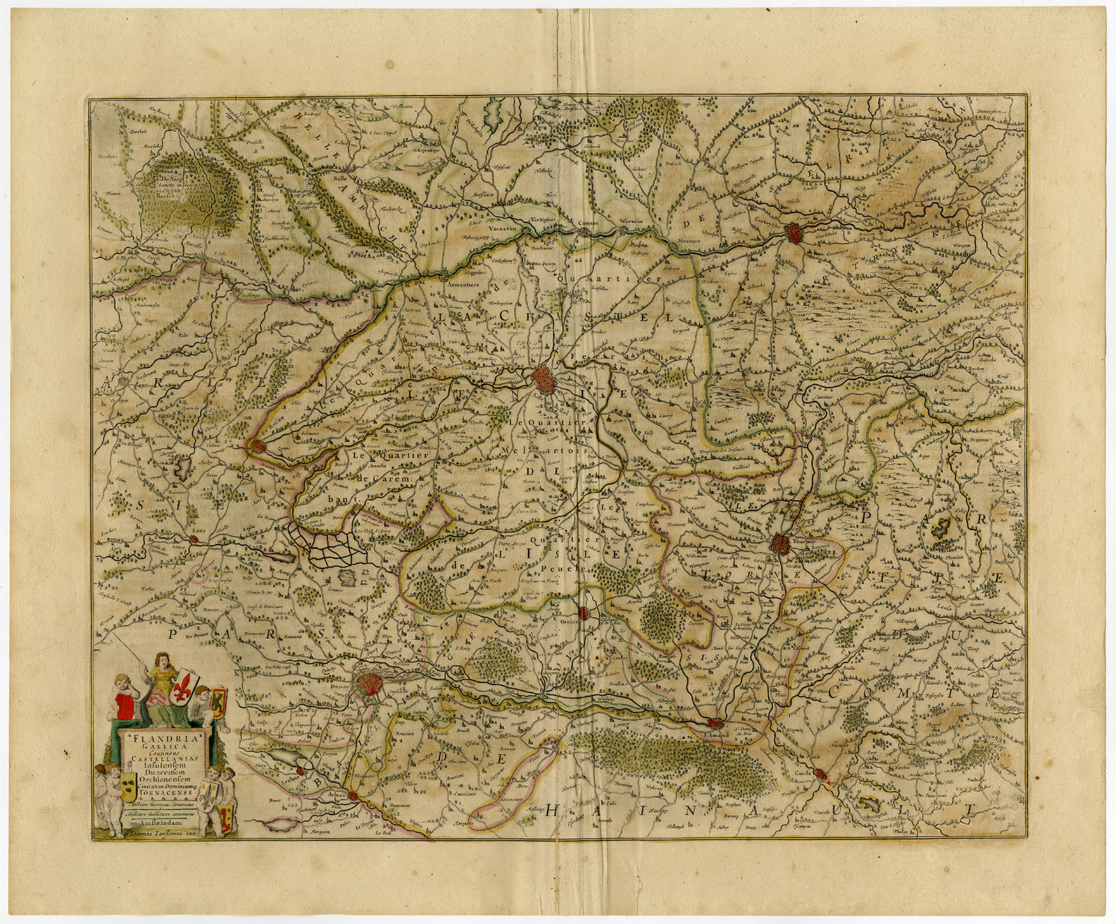 , Antique Print-FRANCE-ARLEUX-DOUAY-TOURNAY-LILLE-Janssonius-1647, Pictura Antique Prints